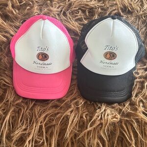 Tito's Handmade Vodka Trucker Hat - White & Pink / White & Black